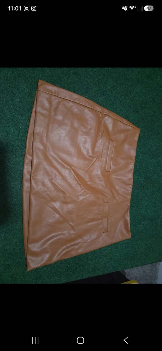 a new day Brown Faux Leather Midi Skirt Size 14